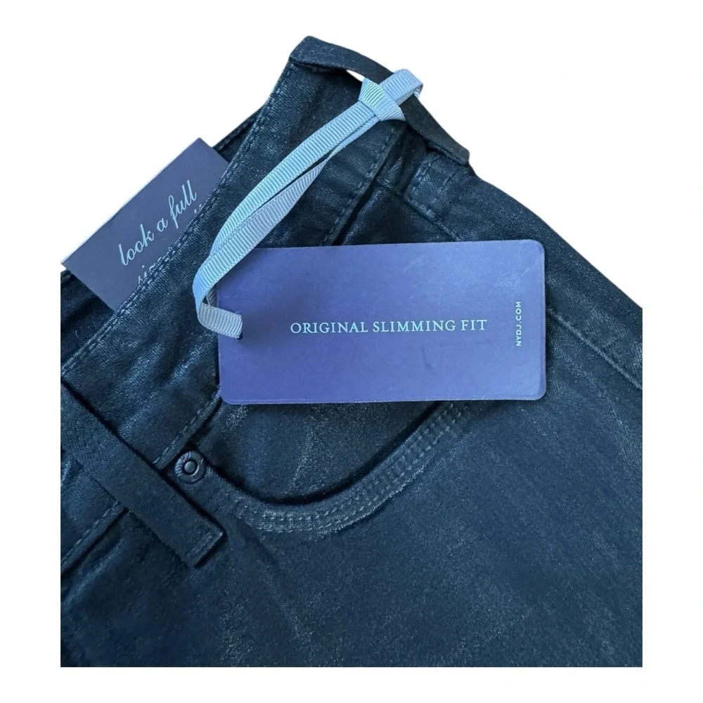 NYDJ | NWT Sheri Slim Straight Coated Jeans in Black, Size 8 - Picture 6 of 11